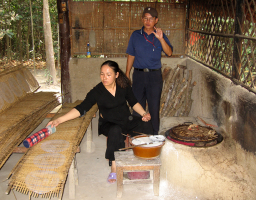 Rice paper making at the Cu Chi Tunnel complex