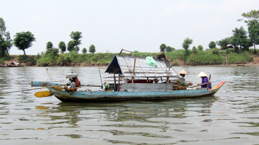 Fishing from a sampan