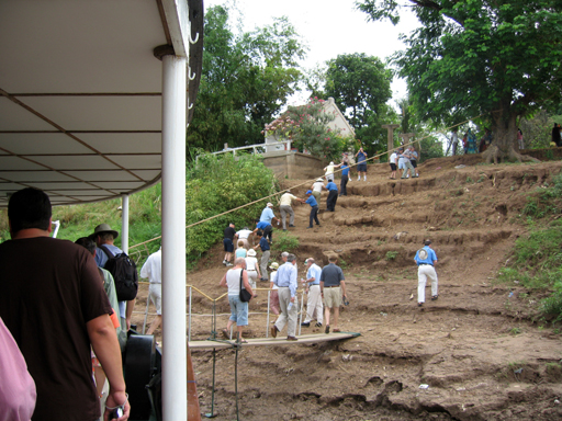 Disembarking at Chong Koh village
