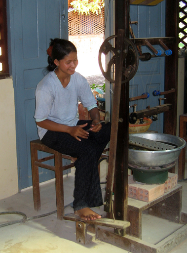 Spinning silk fibers into thread