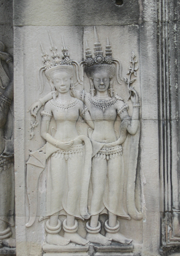 Bas-relief carving of Apsaras dancers