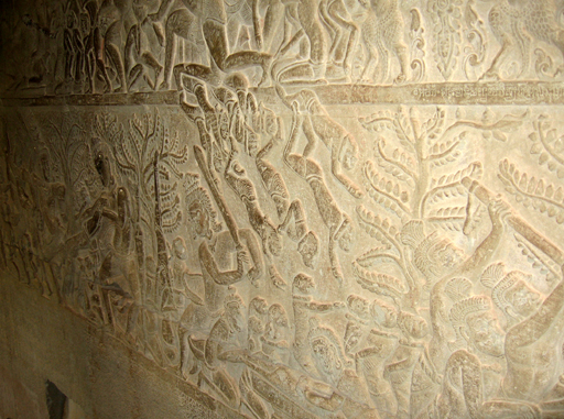 Bas-relief carving at Angkor Wat