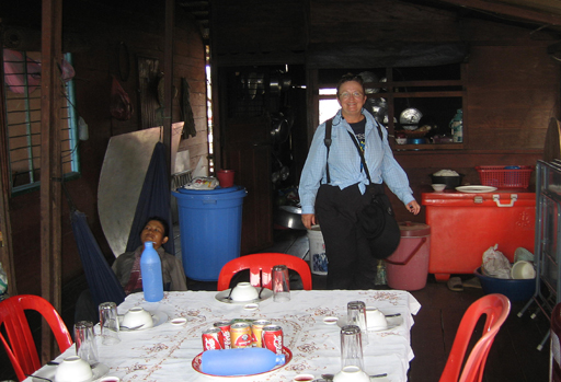 Jane in a floating restaurant