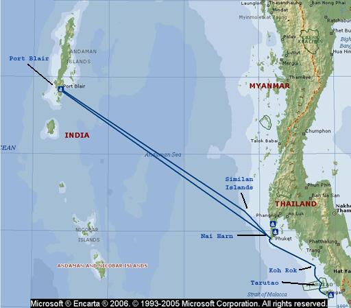 Map of Andamans cruise